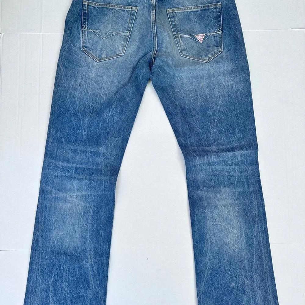 Guess Men's Distressed Blue Slim Boot Jeans